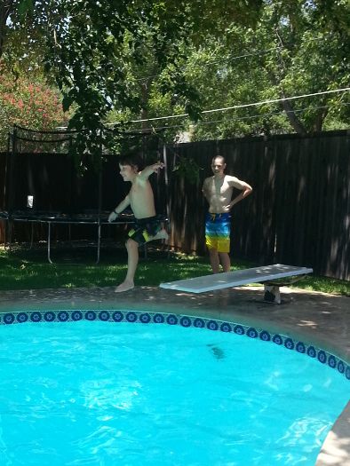B jumping in the pool