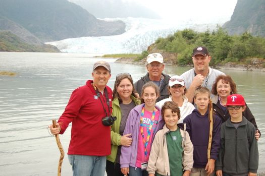 family at Mendenhall Glacier