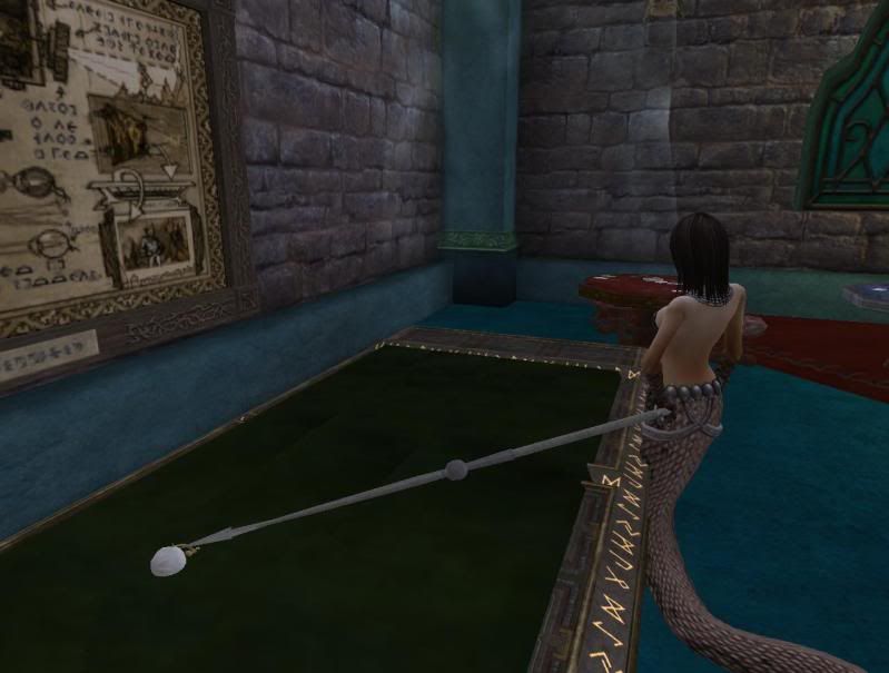 A pool table and a fish tank walked into a guild hall ... - Here's a picture.