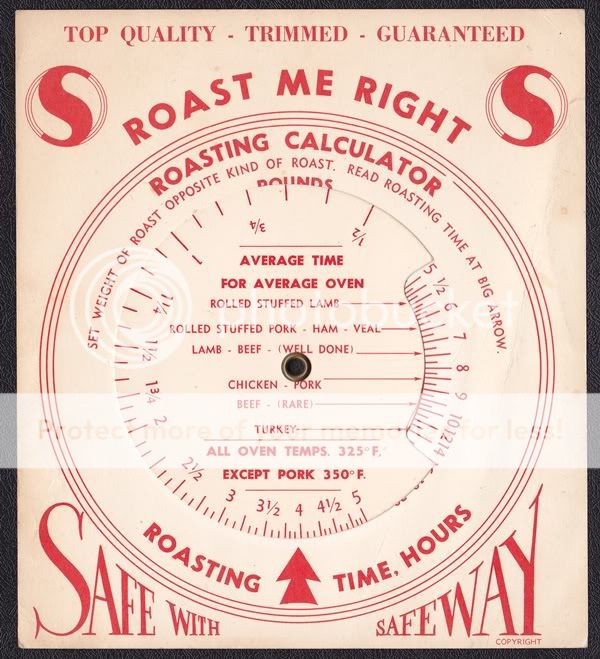 VINTAGE SAFEWAY GROCERY ROASTING CALCULATOR  