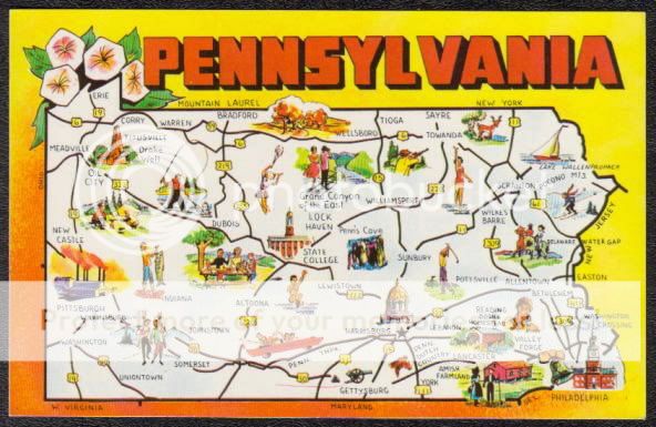 1950-60 ANIMATED MAP HIGHWAY PENNSYLVANIA PA POSTCARD | eBay